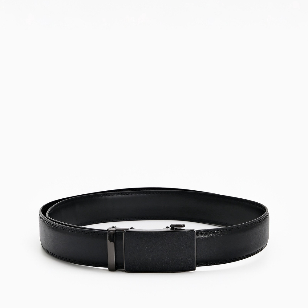 Ремень мужской, натуральная кожа, пряжка автомат, чёрный