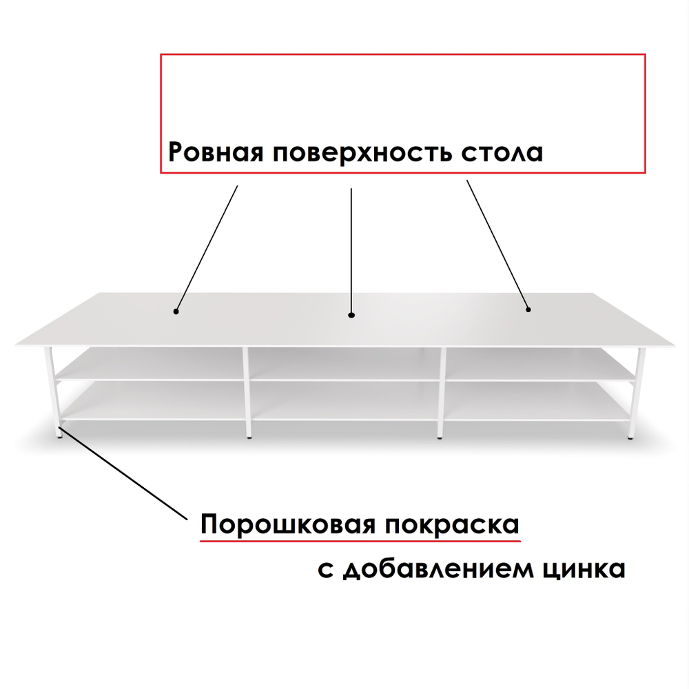Большой раскройный стол с 2 полками