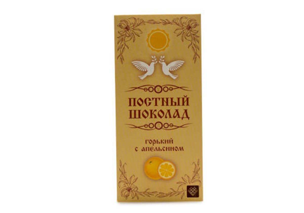 Постный горький шоколад с апельсином, 100г