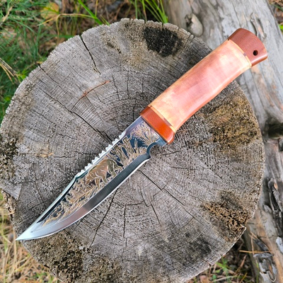 Подарочный нож НС-01 золочение клинка, гравировка (Златоуст)