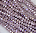 БН022ДС46 Хрустальные бусины "рондель", цвет: пастельный фиолетовый AB непр., 4х6 мм, 58-60 шт.