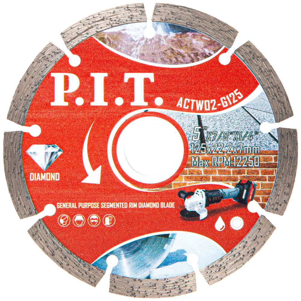 Диск алмазный отрезной (сегментированный) P.I.T. 125x22,2x1,4 мм(ACTW02-G125)