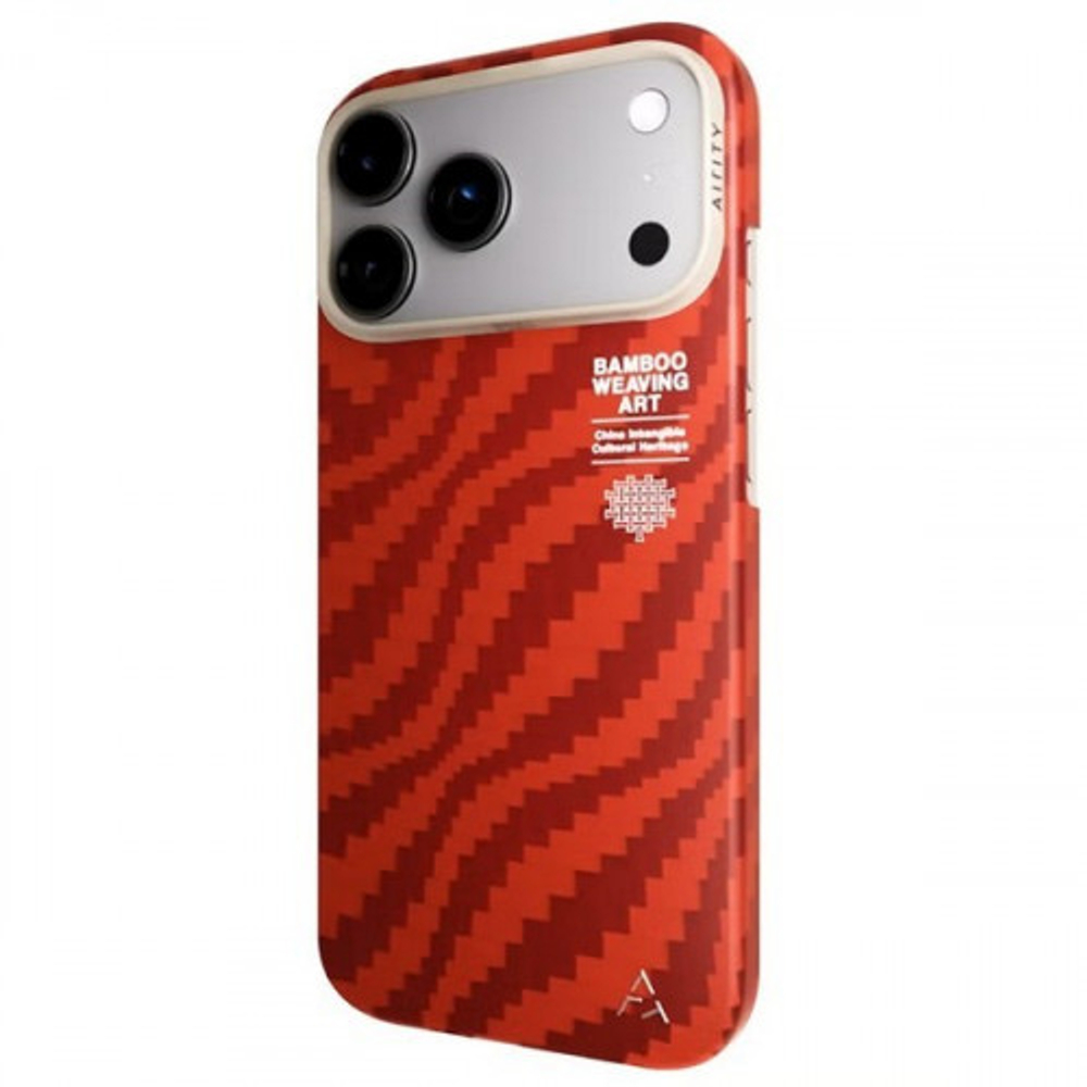 Чехол накладка AIRITY Bamboo Weaving Art case For IPhone 17 Pro Claret Red (красный)