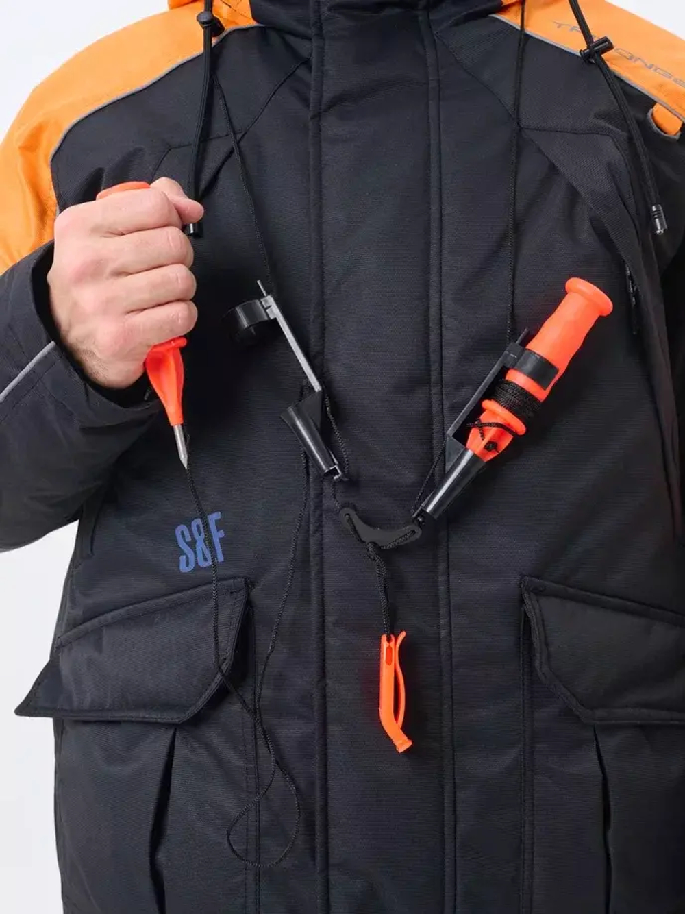 Костюм-поплавок TritonGear S&F Skif -40 (Таслан), Полукомбинезон, Черно-оранжевый