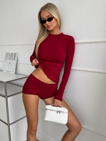 Лонгслив облегающий красный