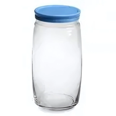 Банка для сыпучих продуктов из стекла «CESNI» 1500 мл с голубой пласт.крышкой 43023B