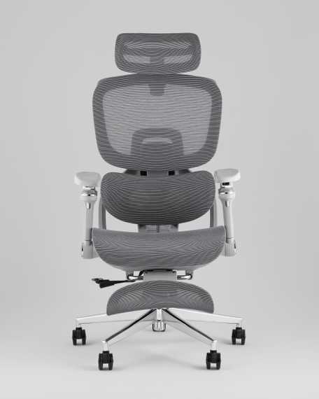 Кресло офисное TopChairs Prodigy с оттоманкой серый
