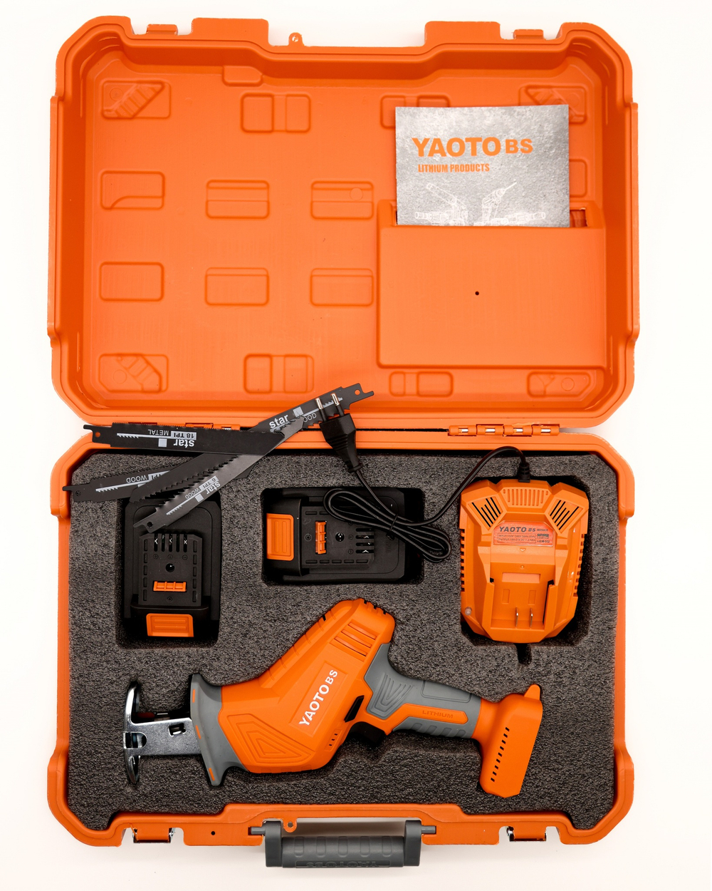 Сабельная пила Yaoto BS68V, 3500 ходов/мин, бесщеточный мотор, Li-Ion, 4Ач