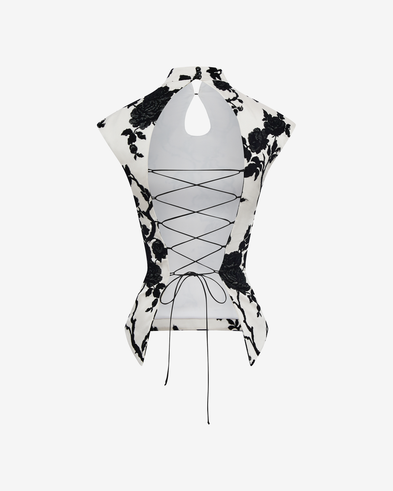 Топ из жакарда с завязками по спине