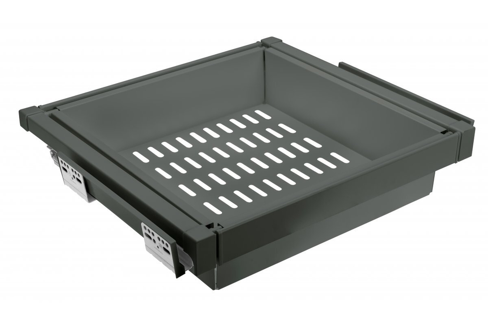 Корзина металлическая перфорированная для белья ELITE 900мм, скрытый монтаж с доводчиком, антрацит