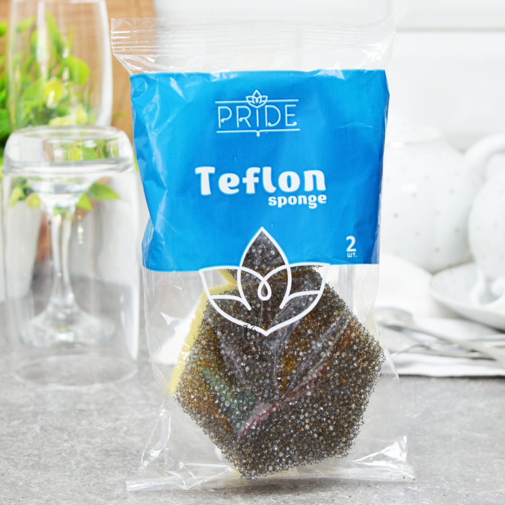 Губка для посуды 2шт 9*8*3см "Teflon"