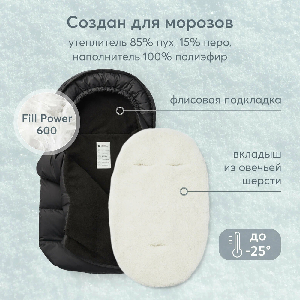 Конверт с меховым вкладышем, Черный