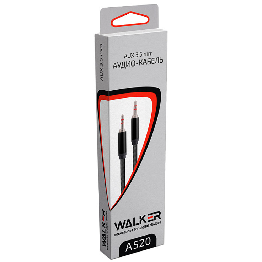 Кабель 3.5 Jack (M) - 3.5 Jack (M) WALKER WCA-510 3m матерчатый Black