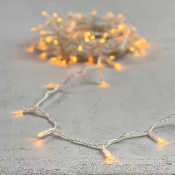 Светодиодная гирлянда с колпачком 100 желтых LED ламп 10 м., 24В., прозрачный провод ПВХ, IP65, LTC (PST100CAP-10-1Y)