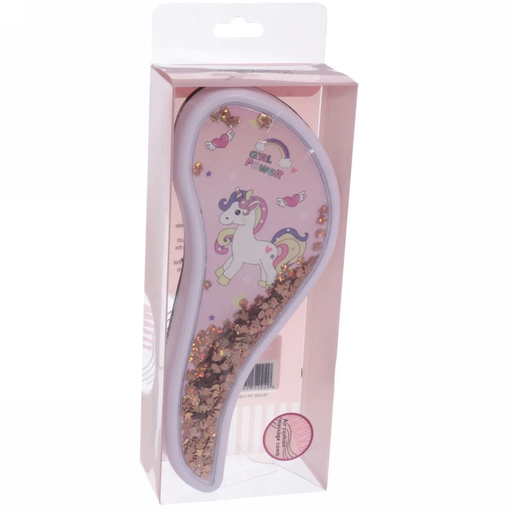 Расческа массажная детская «Prestige - Единорожек Лили», микс 4 цвета, 8*19 (коробка PVC)