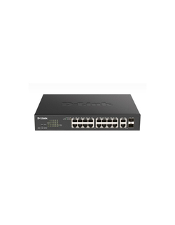Коммутатор D-Link DGS-1100-18PV2 / A3A Настраиваемый L2 коммутатор с 16 портами 10 / 100 / 1000Base-T и 2 комбо-портами 1000Base-T / SFP (16 портов PoE 802.3af / at, PoE-бюджет 130 Вт)