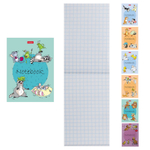 Блокнот А6 24л. клетка "Забавные животные" на скобе, в ассорт. (Хатбер)
