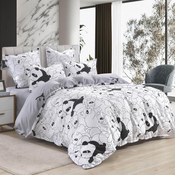 Панда (белый) КПБ сатин Евро 4н