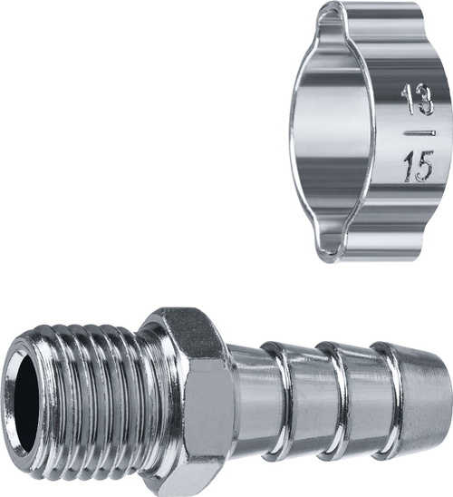 Переходник штуцер ″елочка″ 10 мм - 1/4″M, с обжимным хомутом Зубр Профессионал