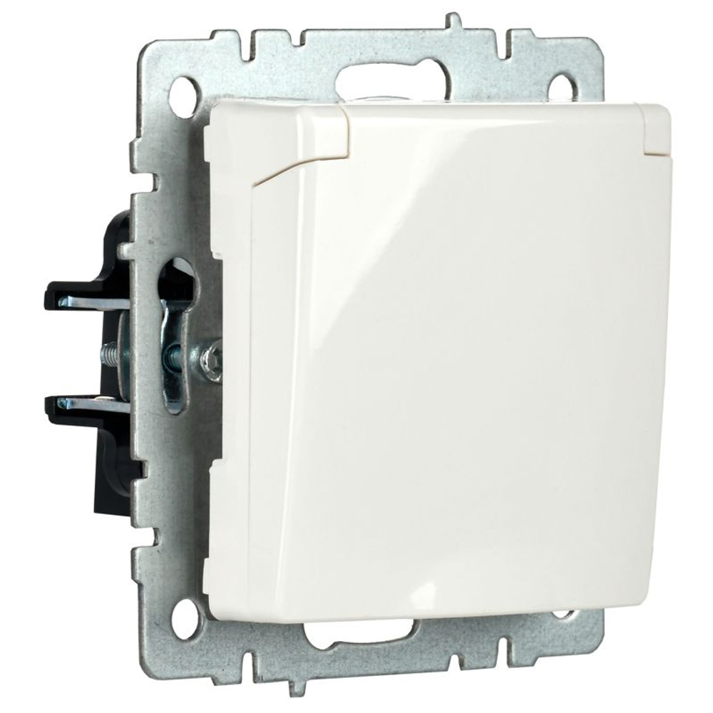 Розетка BRITE РСбш10-3-БрБ 16А IP20 с заземл. защ. шторки с крышкой механизм бел. IEK BR-R16-16-K01