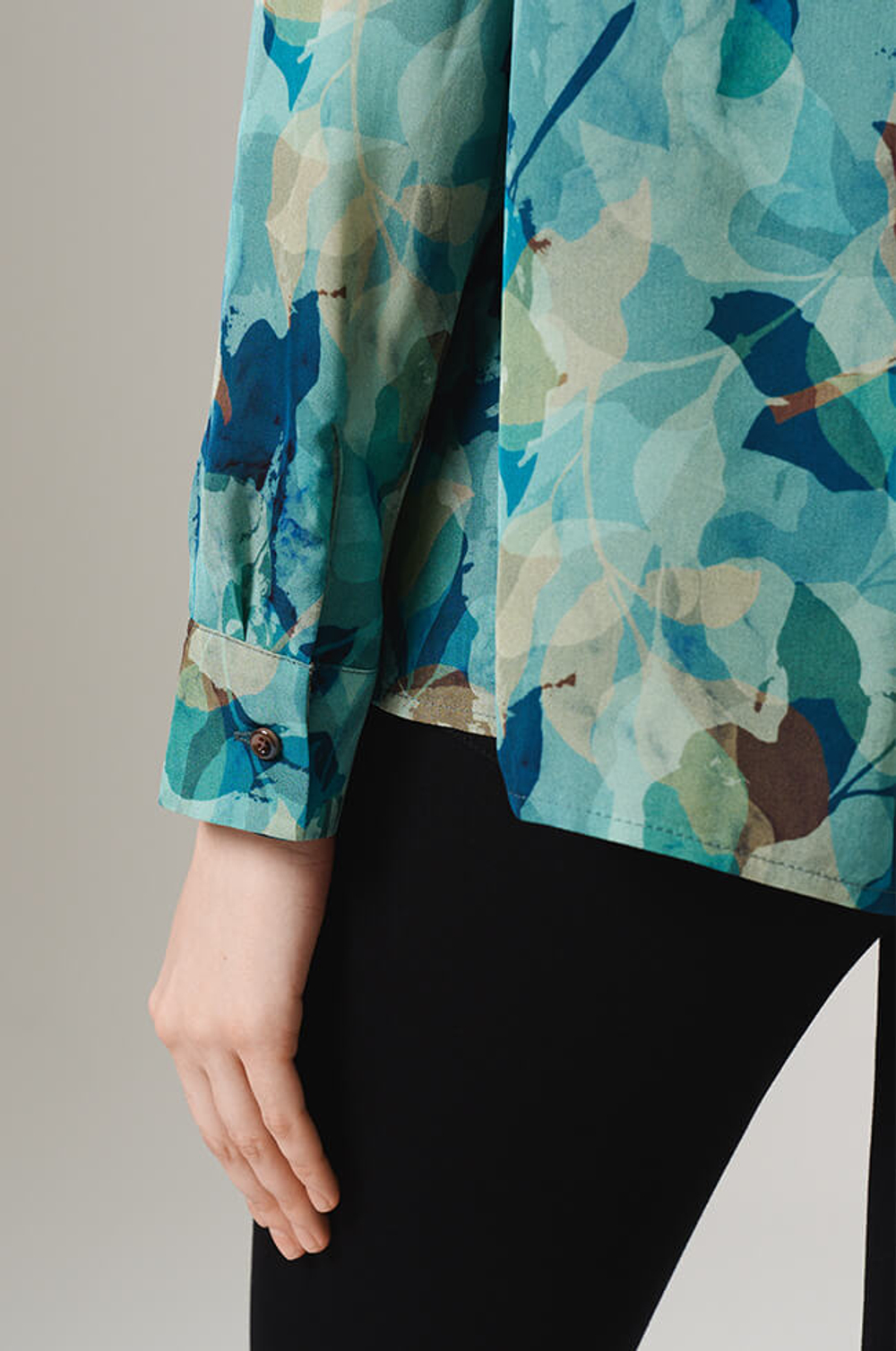 23146 Блузка женская (сине-зеленый принт)