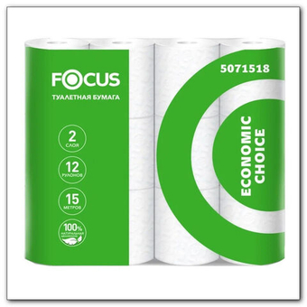 Туалетная бумага Focus двухслойная, 12шт в упаковке