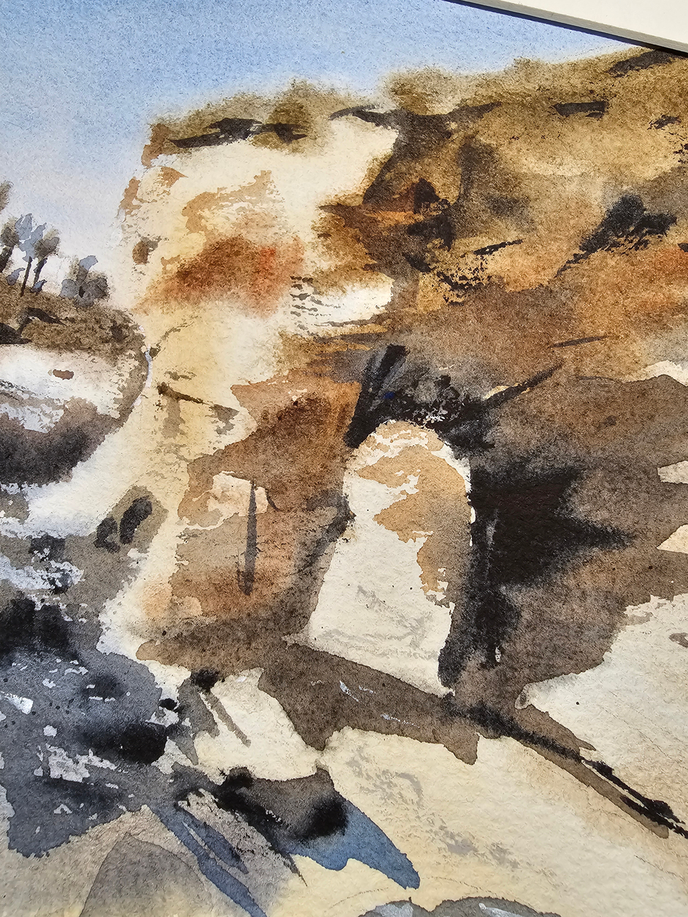 Картина авторская акварельная в паспарту 30х40 см на стену для интерьера "Море в стиле Энди Эвансона "