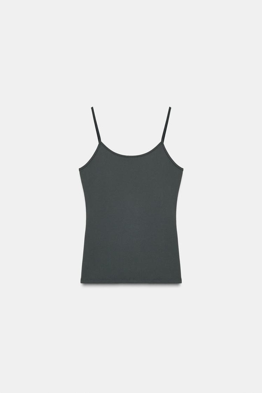 ZARA ТОП ИЗ ПОЛИАМИДА НА ТОНКИХ БРЕТЕЛЯХ, ЗЕЛЕНЫЙ/СЕРЫЙ