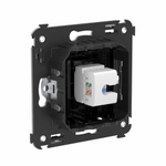 Телефонная розетка RJ-12 без шторки в стену одинарная, "Avanti", "Черный квадрат"