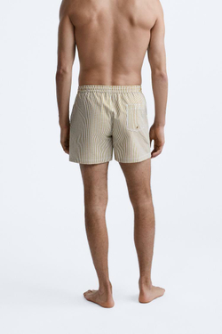 ZARA ПЛАВКИ ИЗ ЖАТОЙ ТКАНИ В МЕЛКУЮ ПОЛОСКУ, ЦВЕТ ОЛИВКОВОГО МАСЛА