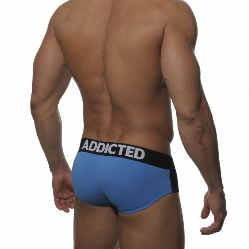 Мужские трусы брифы голубые Addicted blue sportive stripes brief H71