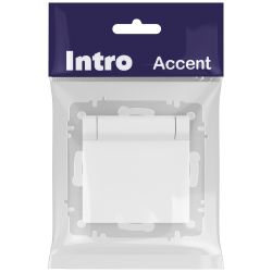 Розетка Intro Accent 6-203-01 с заземлением 2P+E Schuko с крышкой 16А-250В IP20 СУ AL/CU белый | Intro