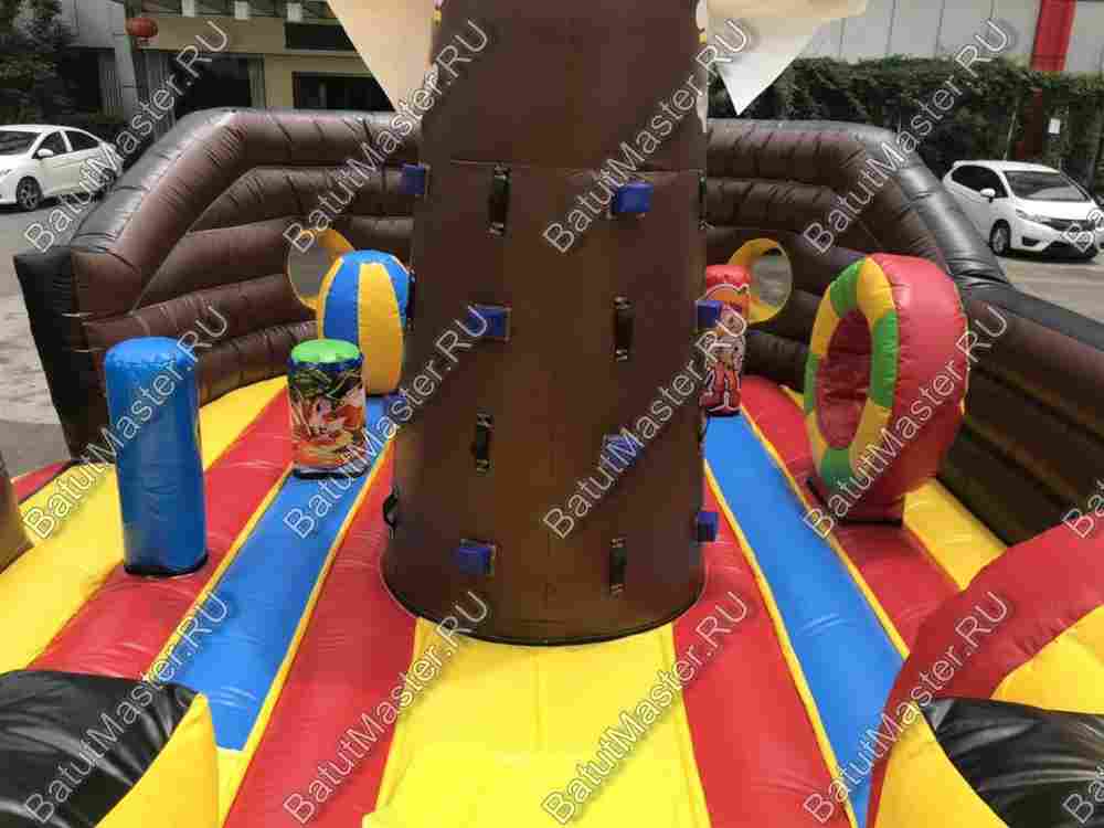 Большой надувной батут-горка "Фрегат" 11*5*5 м