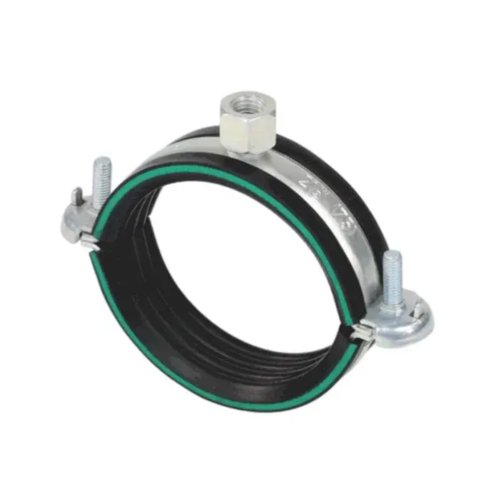 Хомут крепежный стальной оцинкованный с резиновой прокладкой М16 без комплекта