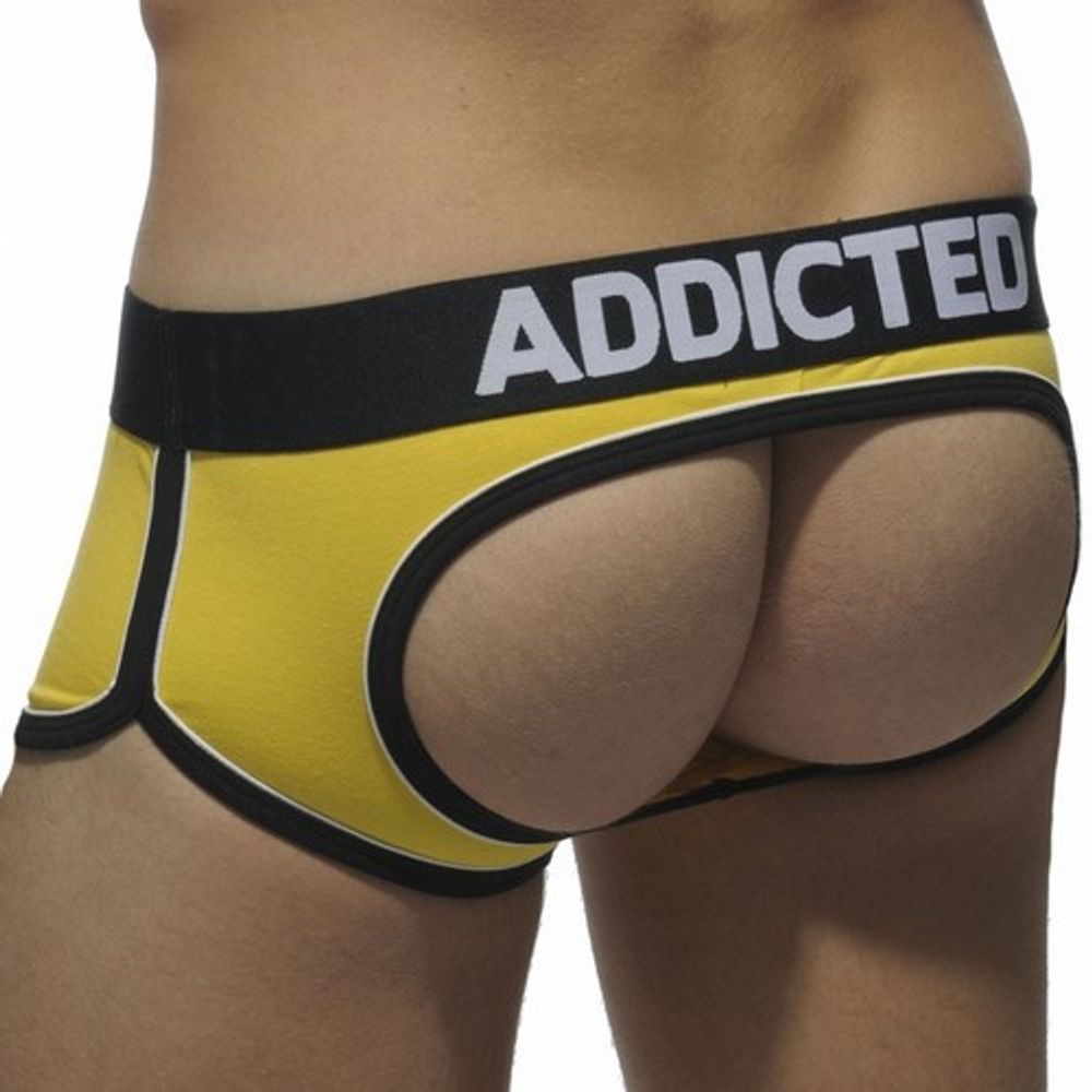 Мужские трусы джоки боксеры желтые с черной окантовкой и белой полосой посередине Addicted JOCK YELLOW