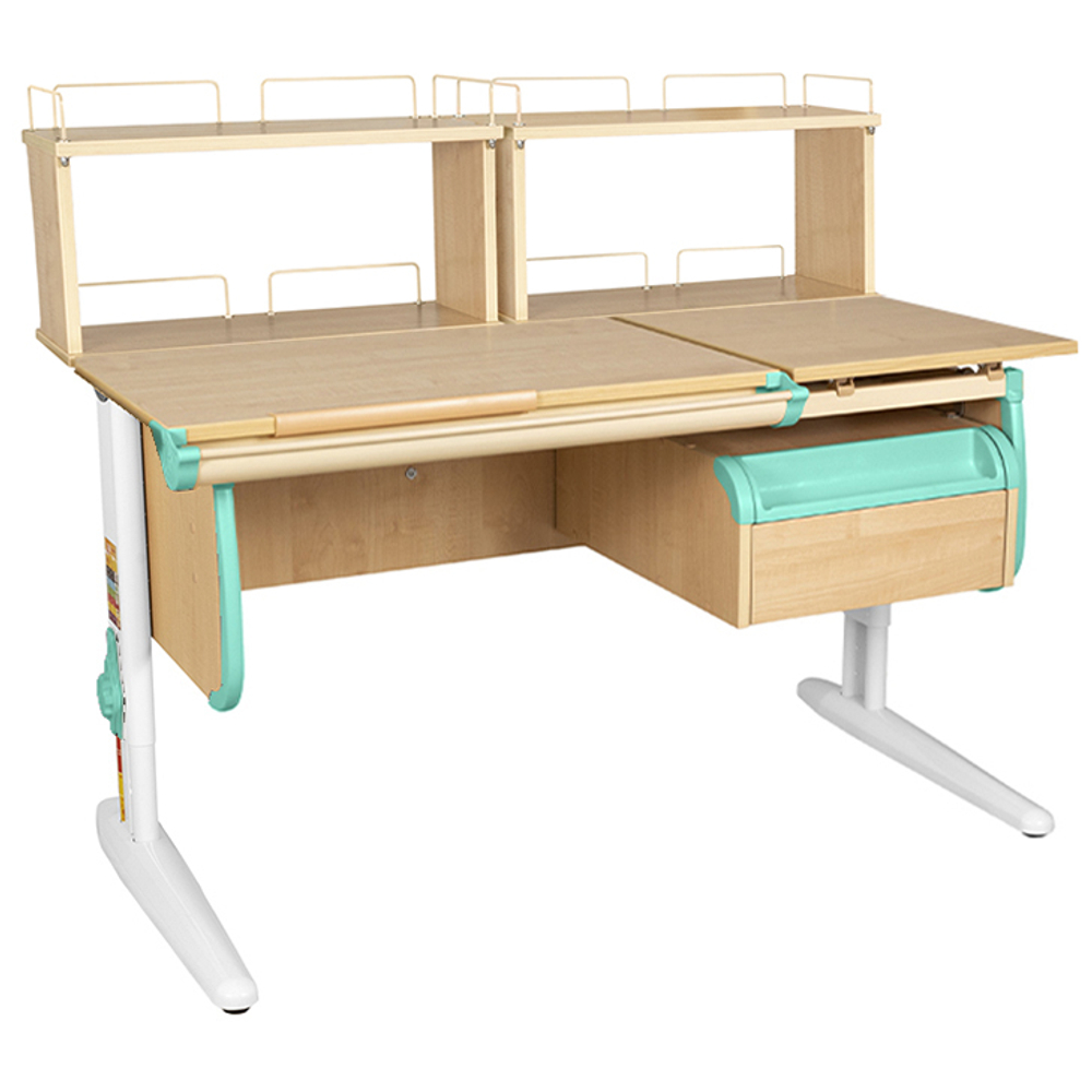 Растущая парта СУТ 25 с задними полками СУТ.15.240 и навесной тумбой (1200×880 мм)