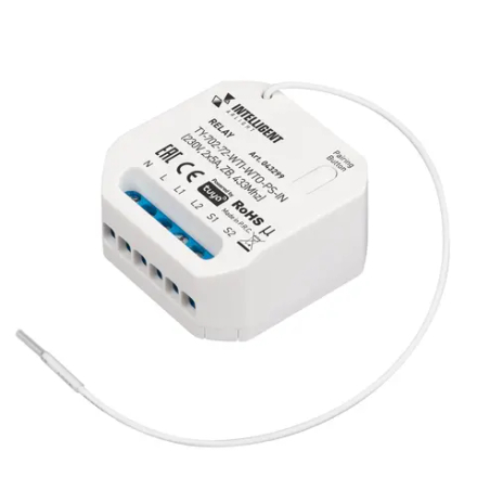 INTELLIGENT ARLIGHT Релейный модуль TY-702-72-WTI-WTO-PS-IN (230V, 2x5A, ZB, 433Mhz) (IARL, IP20 Пластик, 3 года) 043299