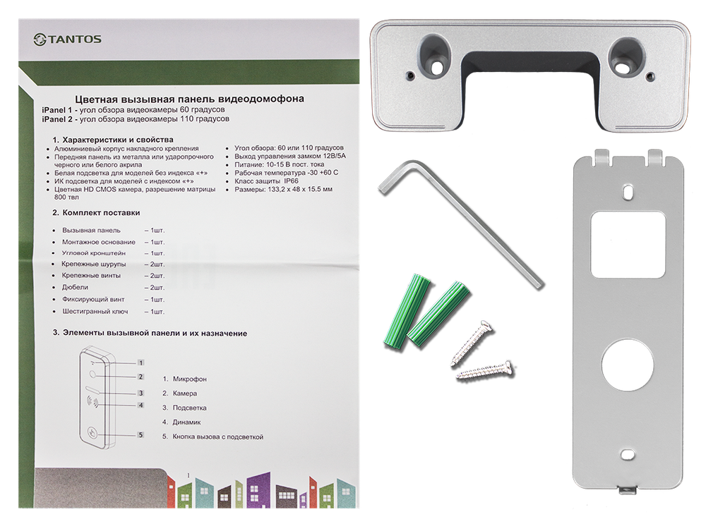 Вызывная видеопанель iPanel 2 (White) + 110 град. комплект установки