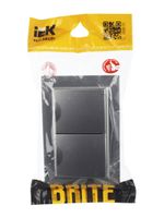 BRITE Розетка 2-местная с заземлением с защитными шторками и крышкой 16А в сборе IP44 РСбш12-3-44-БрС сталь IEK