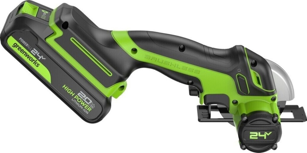 Угловая шлифмашина аккумуляторная GREENWORKS GD24UCS 24V, АКБ 2Ач и ЗУ 3402007CUA