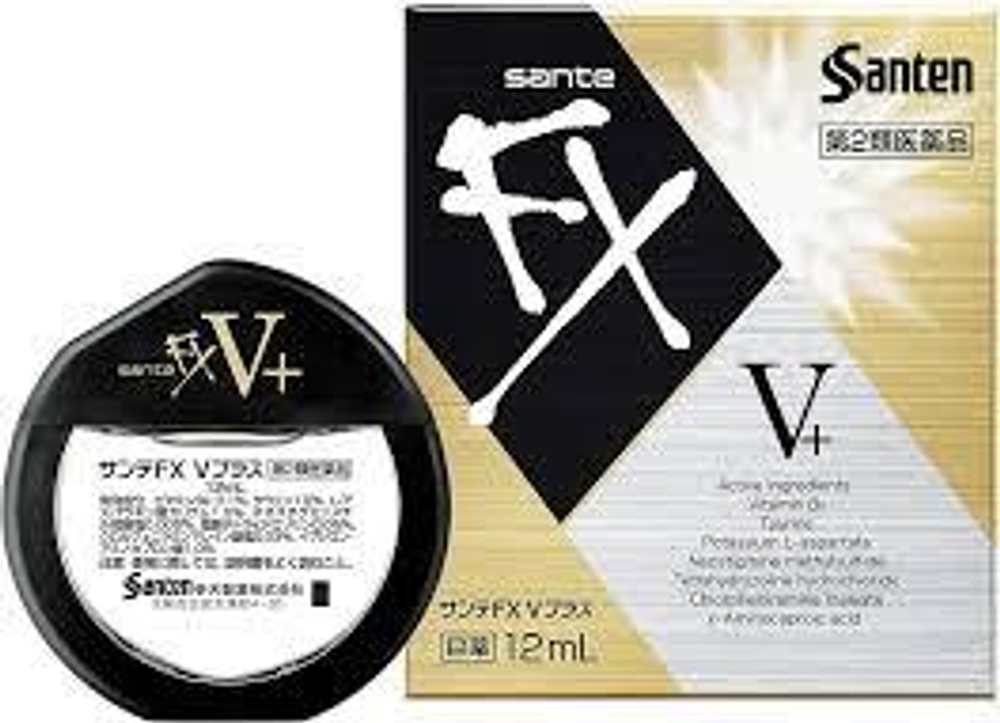 Японские капли для глаз с аминокислотами и ментолом Sante FX V+.