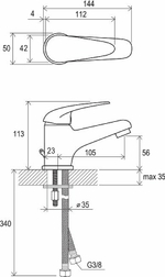 Смеситель для раковины Ravak Suzan SN 012.00 X070002 Хром