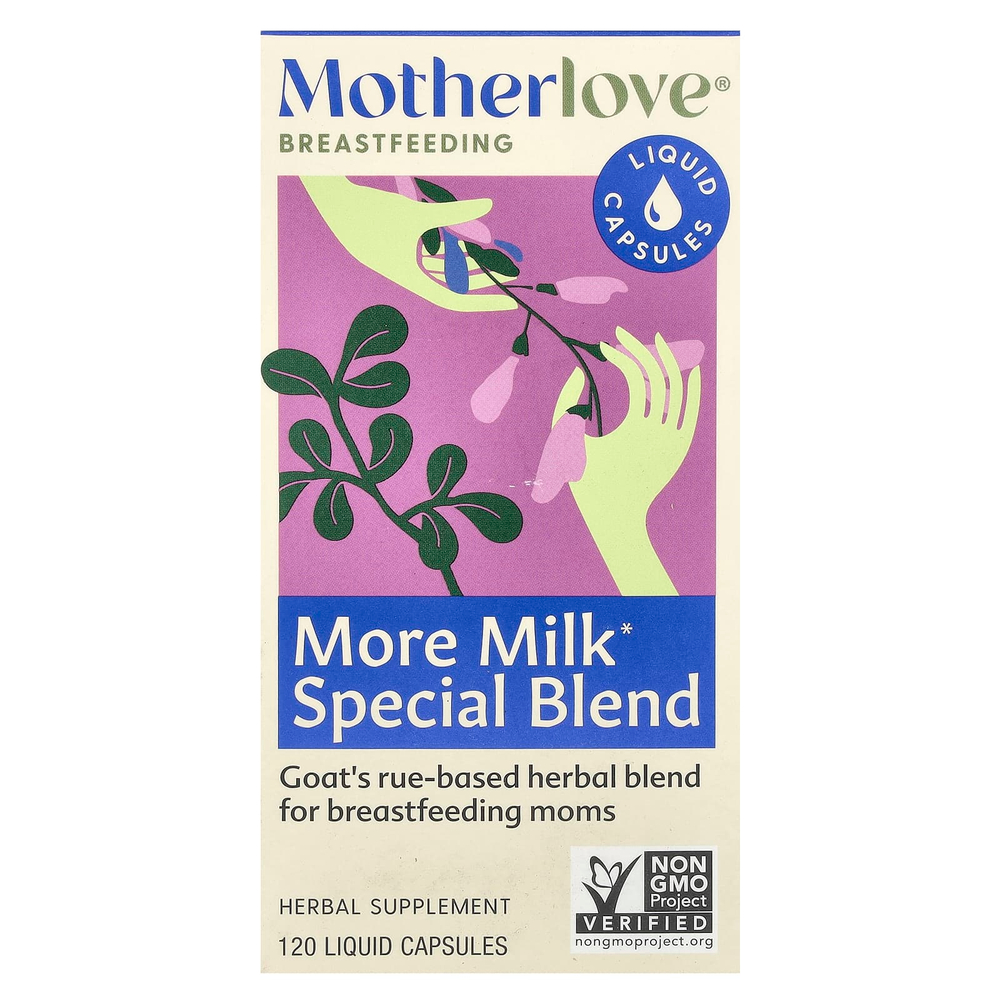 Motherlove, Грудное вскармливание, специальная смесь More Milk, 120 жидких капсул