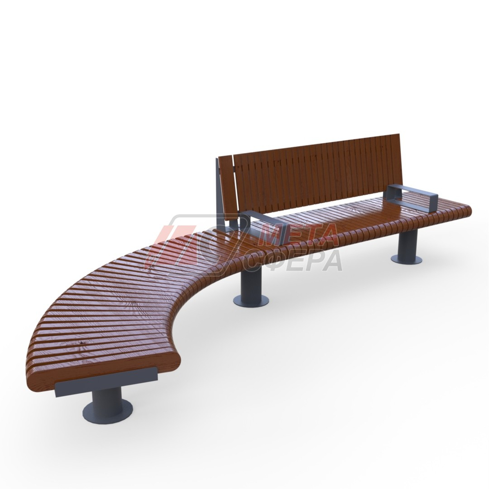 Скамейка Rail Road 01 с подлокотниками и поворотом