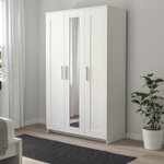 Шкаф платяной 3-дверный Ikea Brimnes с зеркалом , белый