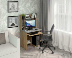 Стол компьютерный СК-5 + надстройка СКН-5 дуб крафт/ателье