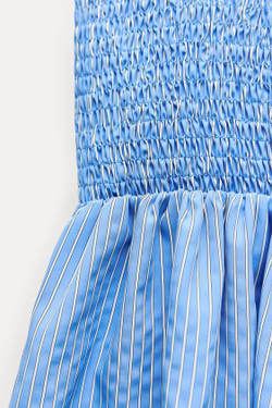 ZARA ТОП В ПОЛОСКУ С БРЕТЕЛЯМИ И БАНТАМИ, СИНИЙ/БЕЛЫЙ