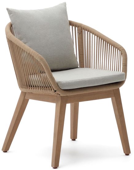 Portalo Стул из бежевого шнура с ножками из массива акации