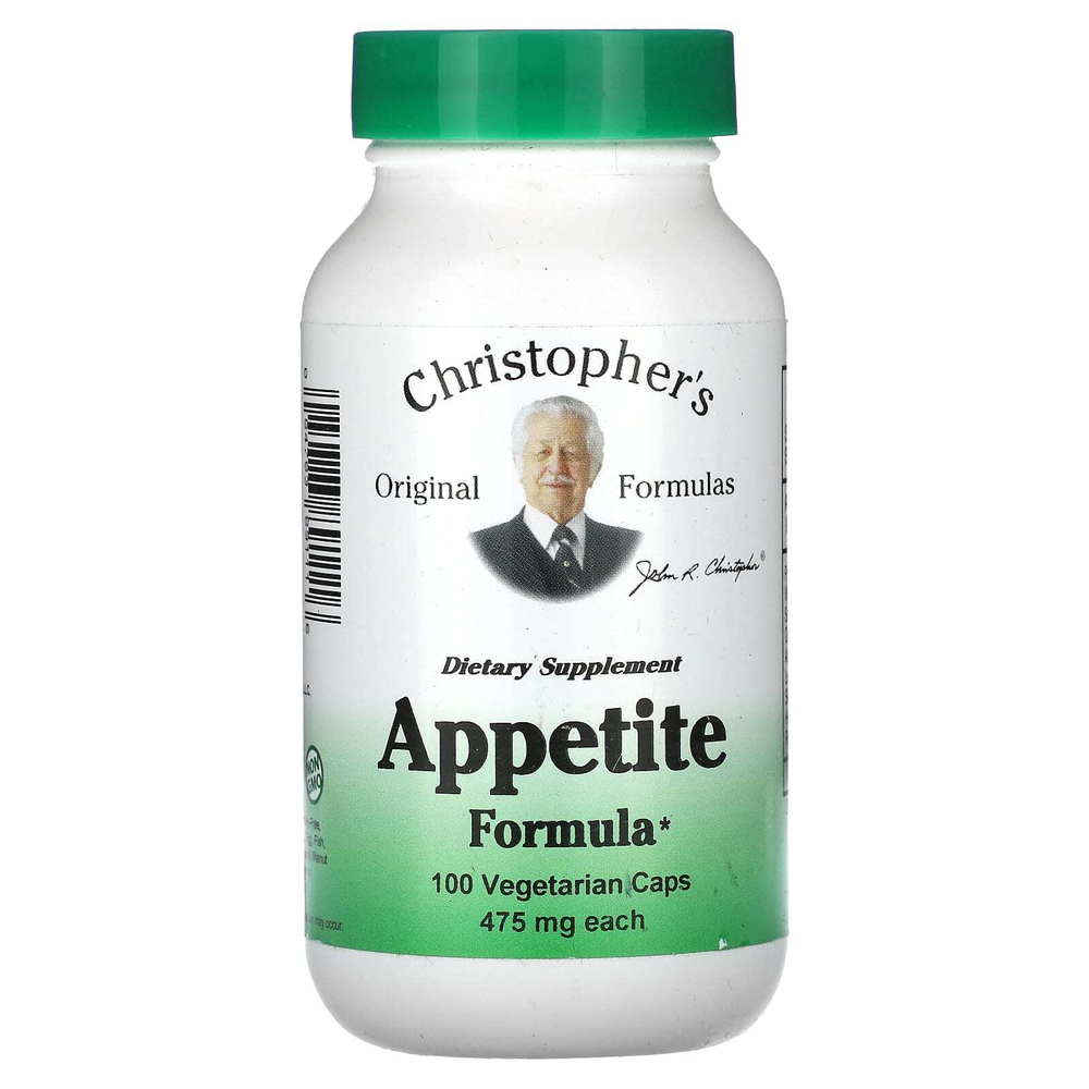 Christopher's Original Formulas, Формула для аппетита, 100 вегетарианских капсул