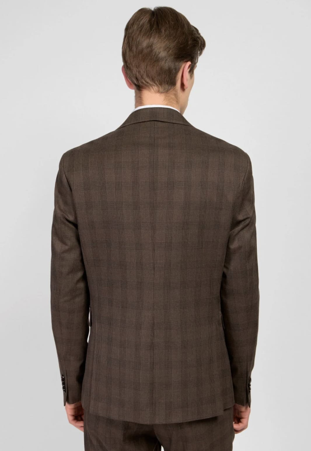 Мужской костюм тройка в клетку (коричневый) А44